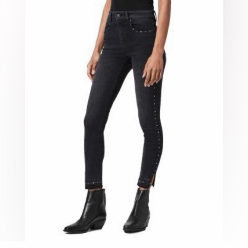 All Saints “Miller” Black Skinny Jeans with Studs